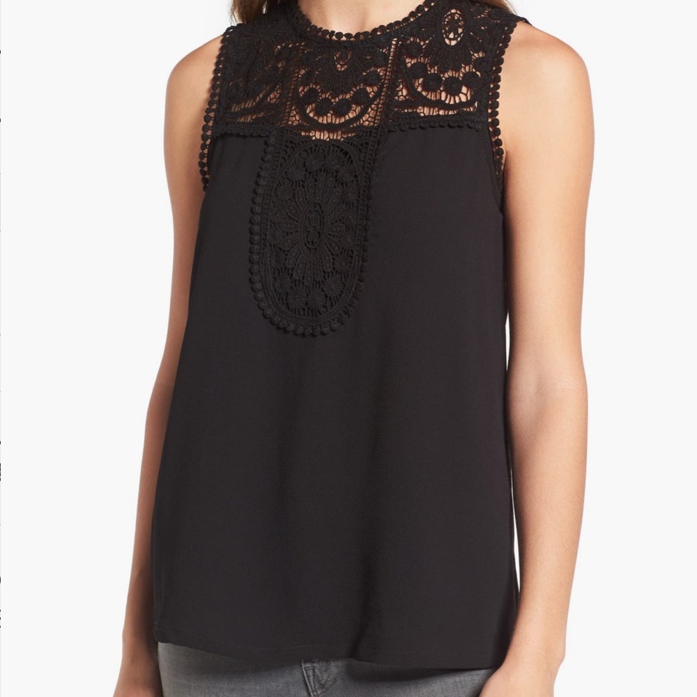 Boho lace and crepe sleeveless top